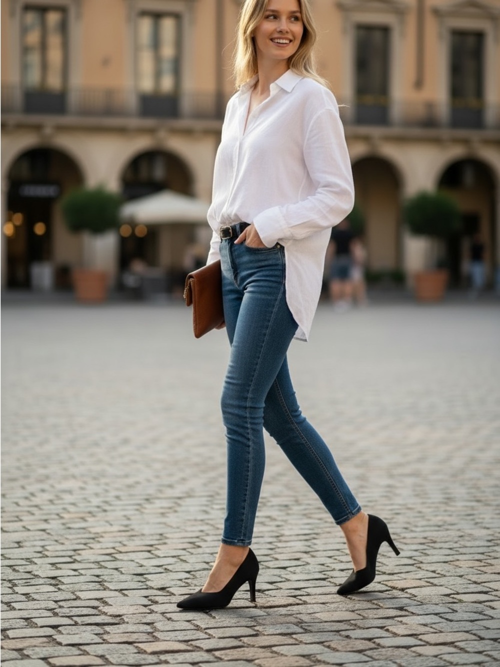 MIA Black Pointed-Toe Skinny Jeans Heel Pumps